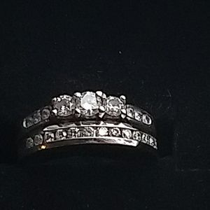 14K white gold diamond earring set